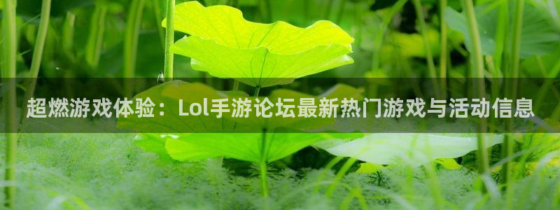 星欧娱乐下载链接：超燃游戏体验：Lol手游论坛最新热门游戏与